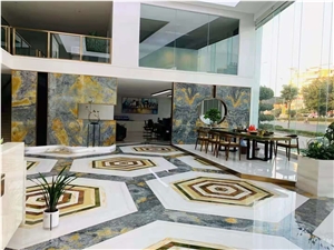 Afghanistan Black Jade Onyx Polished pattern Floor Tiles